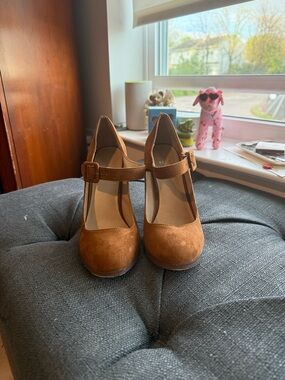 Mix No. 6 Brown Suede Mary Jane Heels with T-Strap